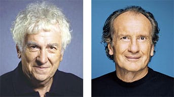 左）ミロスラフ・ラドマン博士の画像。右）ジャン＝ノエル・トレルの画像。NAOS（ Bioderma - Institut Esthedarm - Etat Pur ）の創設者兼CEOで、薬剤師・生物学者。